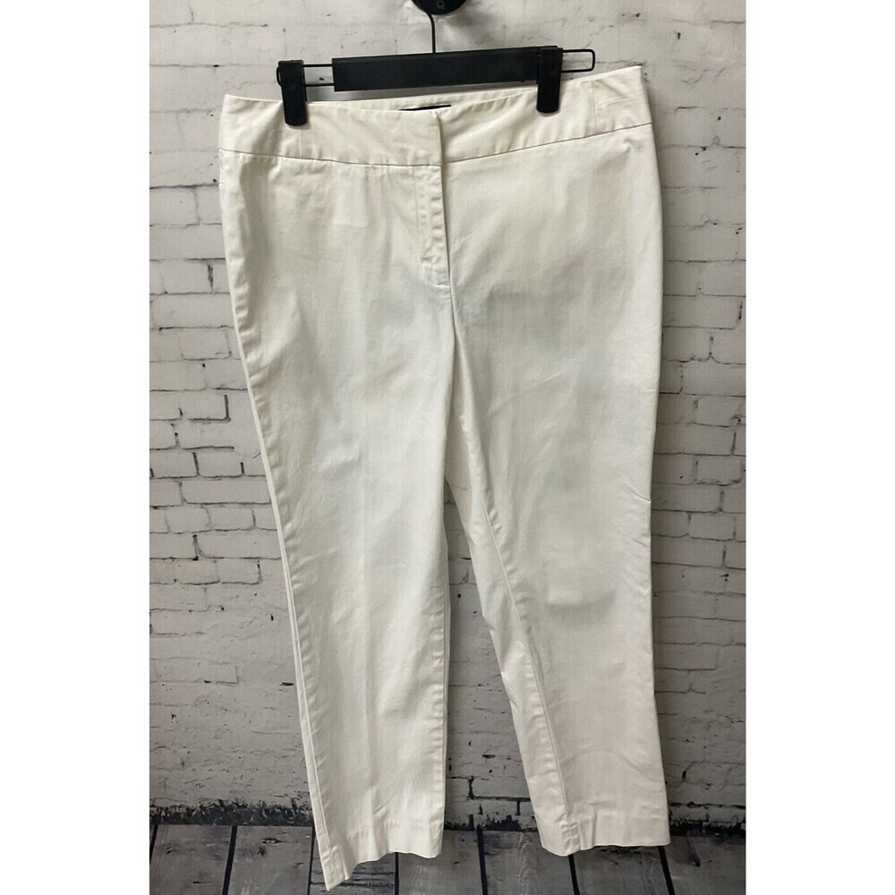 Anne Klein Women Size 8 White Stretch Straight Leg Dress Pant 2 Pocket R1